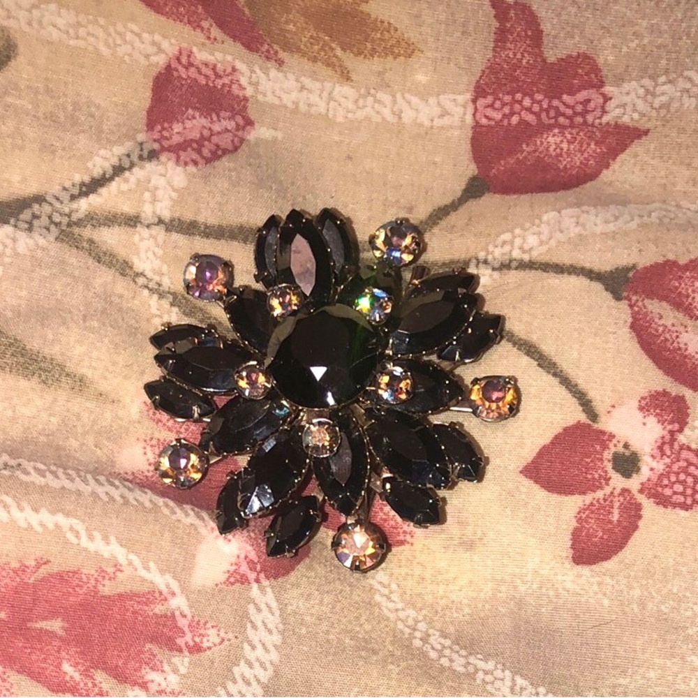 Elegant Black and Gold Butterfly Brooch